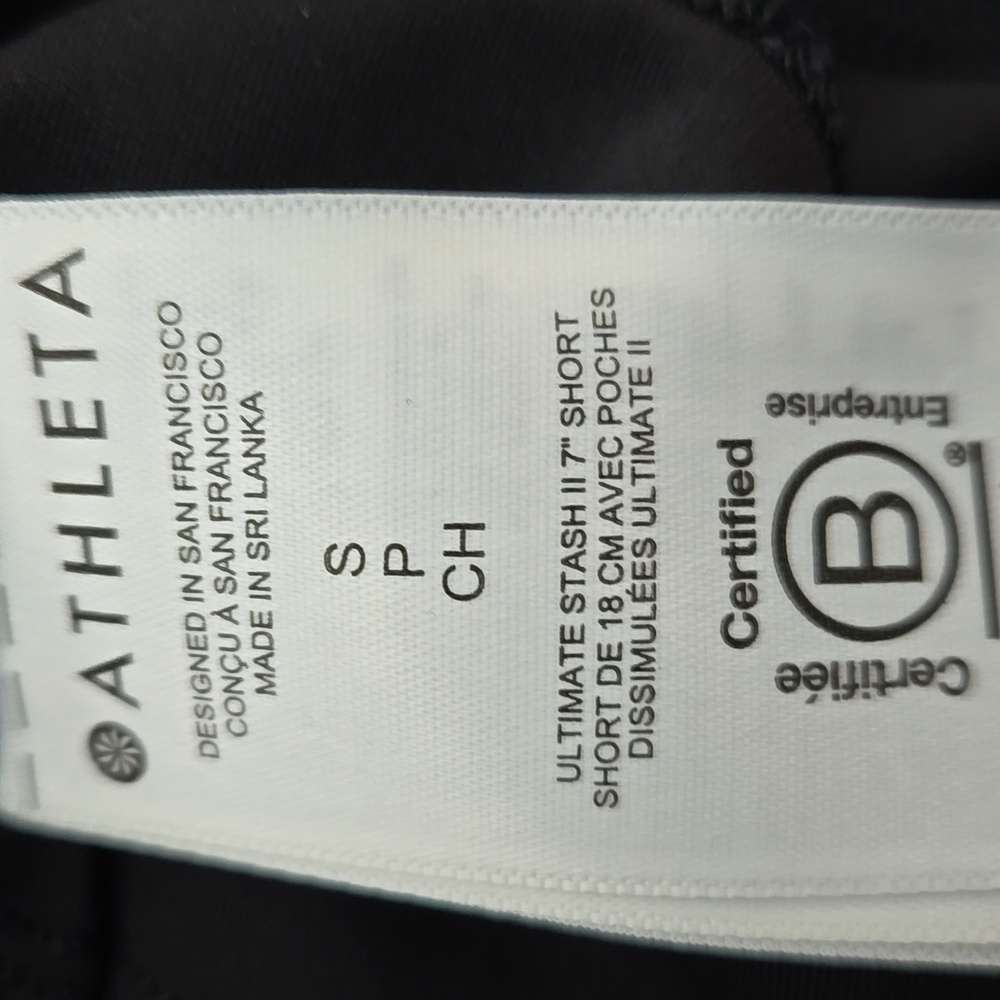 ATHLETA ULTIMATE STASH II 7" SHORT BLACK SIZE SMALL WORKOUT YOGA VACATION - Picture 9 of 12